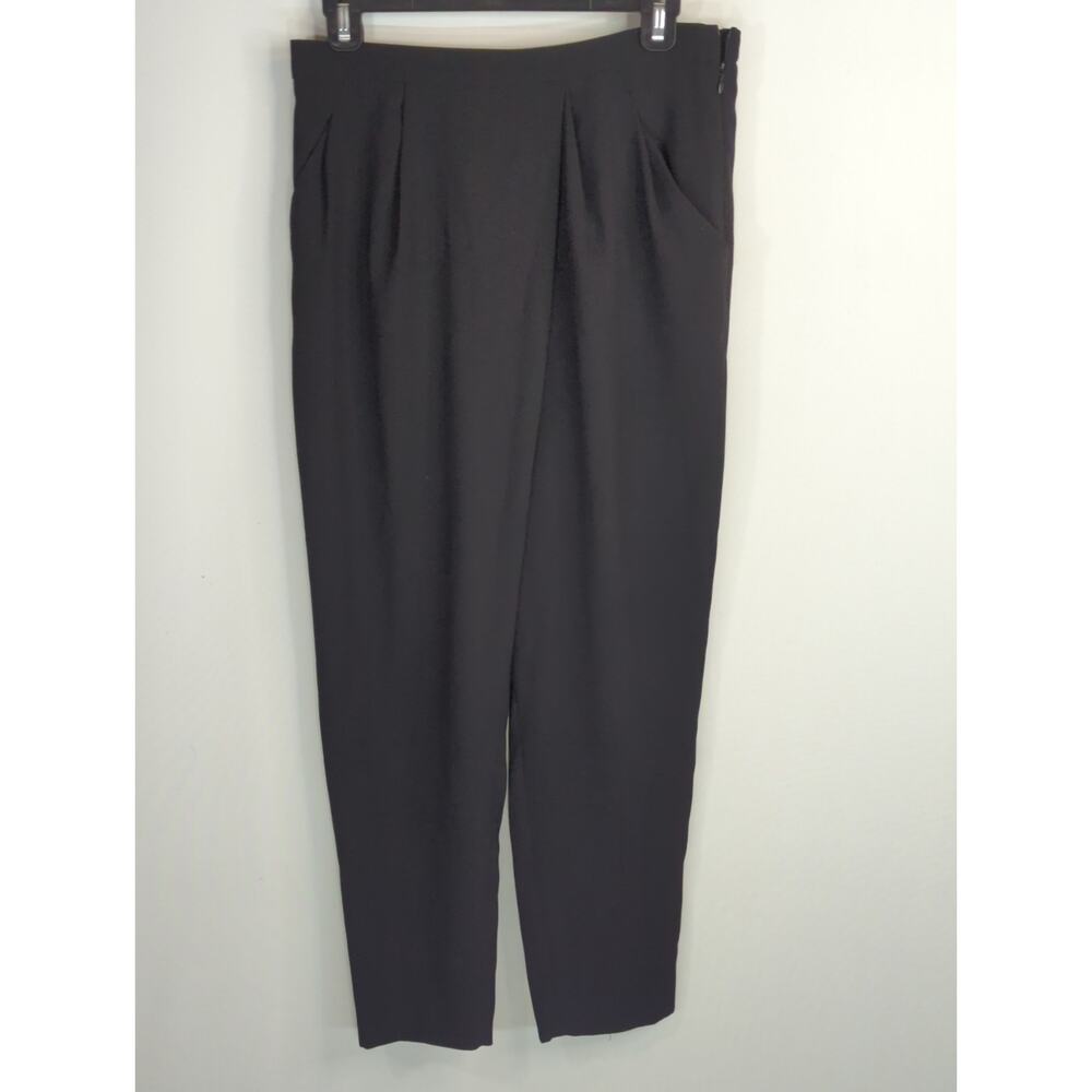 Zara Black Trouser Pants Women's Medium Pleated High Waisted Corpcore Career